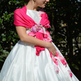 Abito Corto Bambina Cerimonia Comunione Elegante Fiori Fuxia  Lesy 028445 - LESY - LuxuryKids