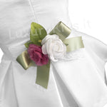 Abito Elegante a Bambolina Bianco-Verde Neonata La sartoria dei piccoli L429 - LA SARTORIA DEI PICCOLI - LuxuryKids