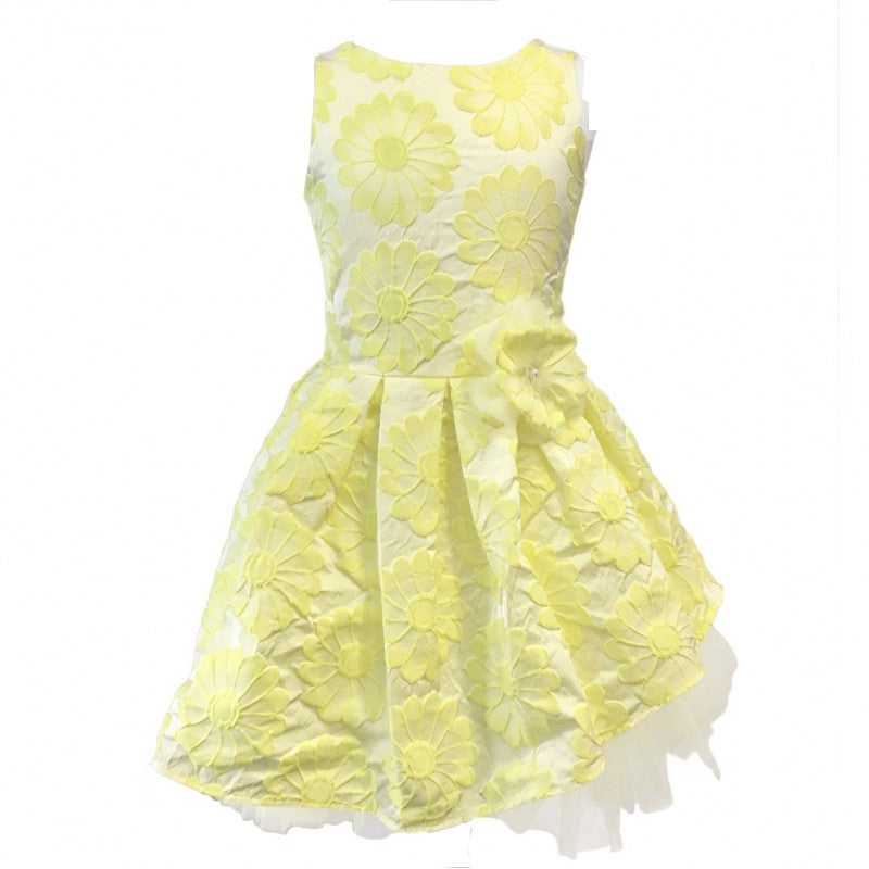 Abito Elegante a Bambolina Floreale Giallo Cerimonia Bambina Alice P. 526 - ALICE P. - LuxuryKids