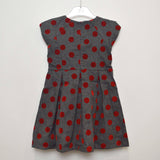 Abito Elegante a Pois in Velluto Grigio-Rosso Per Bambina Dr.Kids 483 - DR.KID - LuxuryKids