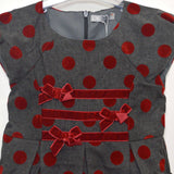 Abito Elegante a Pois in Velluto Grigio-Rosso Per Bambina Dr.Kids 483 - DR.KID - LuxuryKids