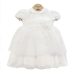 Abito Elegante Bianco con Fiore Rimovibile Neonata Ninnaoh I1838 - NINNAOH - LuxuryKids