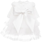 Abito Elegante Cerimonia Battesimo Con Pizzo Bianco Neonata Les Petits Enfants AZZURRA - LE PETITS ENFANTS - LuxuryKids