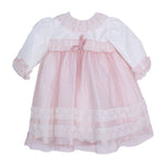 Abito Elegante Cerimonia Battesimo Panna-Rosa Neonata 5594 Ponto Per Ponto - PONTO POR PONTO - LuxuryKids