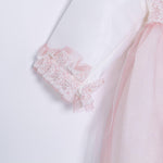 Abito Elegante Cerimonia Battesimo Panna-Rosa Neonata 5594 Ponto Per Ponto - PONTO POR PONTO - LuxuryKids