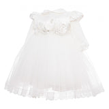Abito Elegante Cerimonia Battesimo Raso e Tulle Bianco Neonata Les Petits Enfants TIFFANY - LE PETITS ENFANTS - LuxuryKids