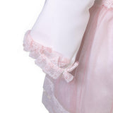 Abito Elegante Cerimonia Battesimo Panna-Rosa Neonata 5594 Ponto Per Ponto - PONTO POR PONTO - LuxuryKids