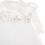 Abito Elegante Cerimonia Battesimo Raso e Tulle Bianco Neonata Les Petits Enfants TIFFANY - LE PETITS ENFANTS - LuxuryKids