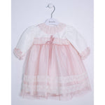 Abito Elegante Cerimonia Battesimo Panna-Rosa Neonata 5594 Ponto Per Ponto - PONTO POR PONTO - LuxuryKids