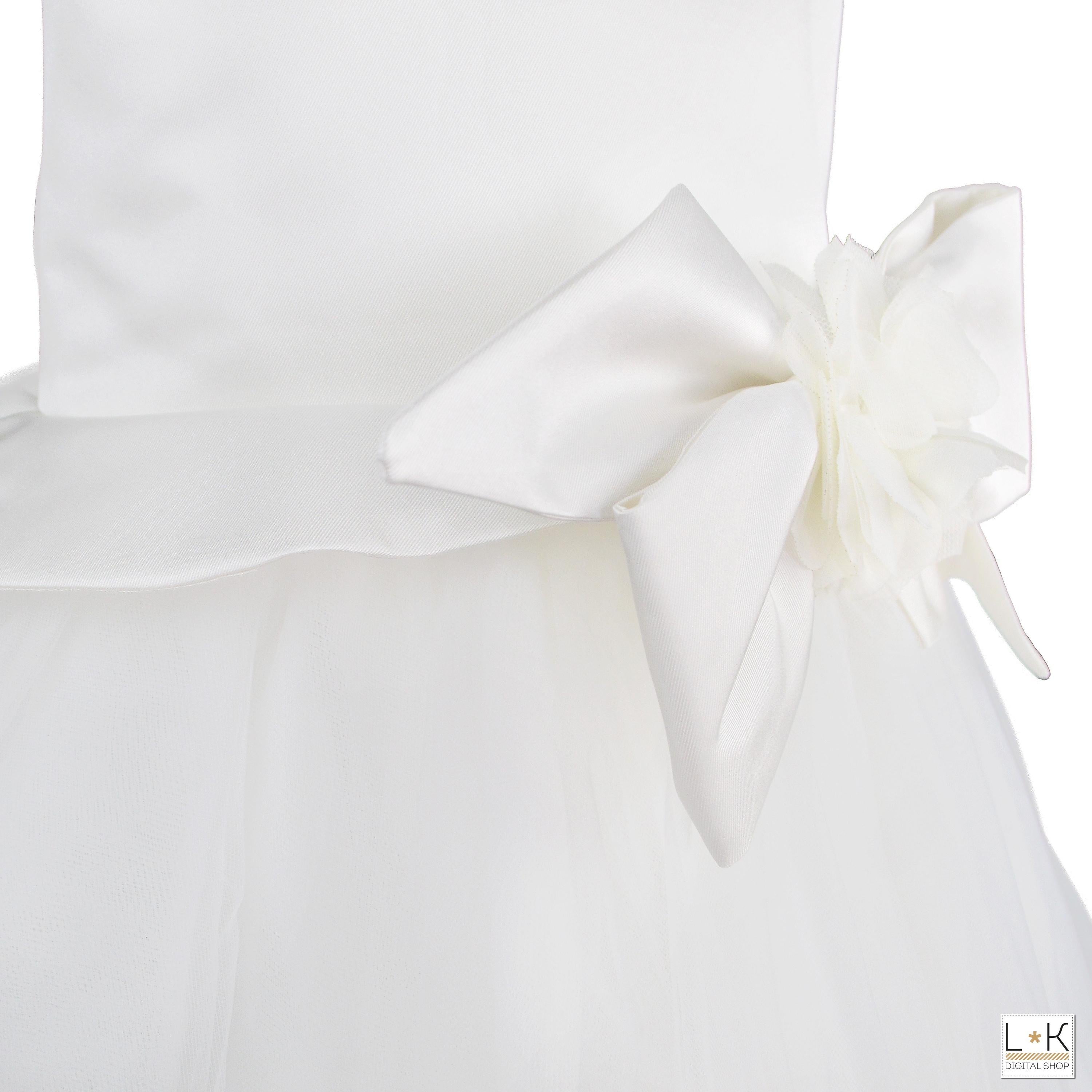 Abito Elegante Cerimonia Bianco Bambina Le Chicche ABR06 - LE CHICCHE - LuxuryKids