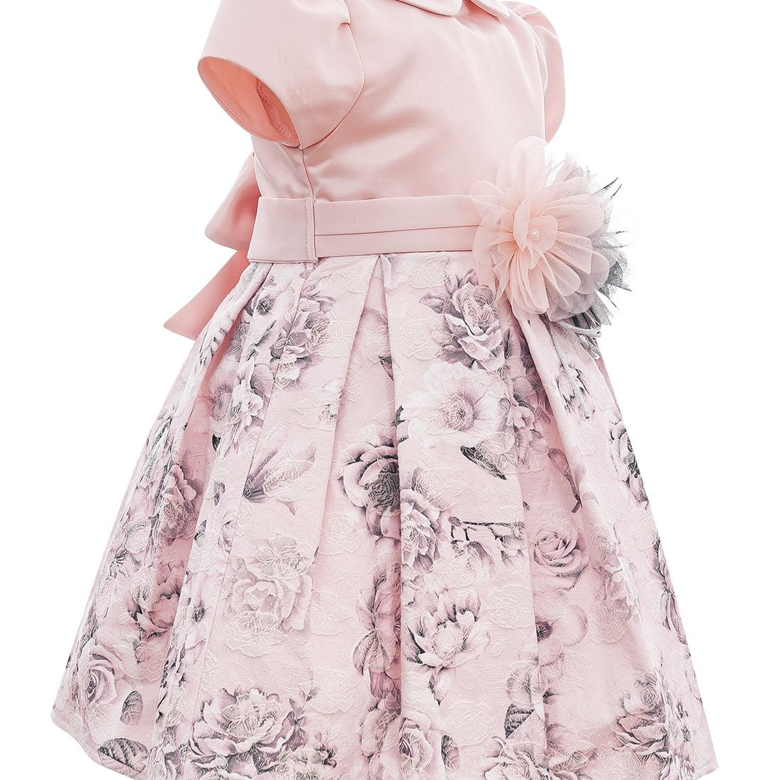 Abito Elegante Da Cerimonia Stampa Floreale Rosa Neonata ISABEL 63060 - ISABEL - LuxuryKids