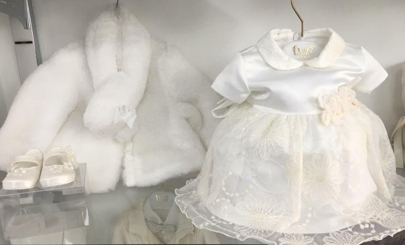 Abito Elegante in Raso Bianco Neonata Bufi 9798A - BUFI - LuxuryKids