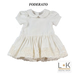 Abito Elegante in Velluto Bianco Neonata Minibanda F630 - MINIBANDA - LuxuryKids