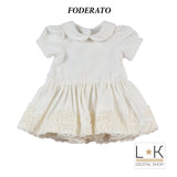 Abito Elegante in Velluto Bianco Neonata Minibanda F630 - MINIBANDA - LuxuryKids