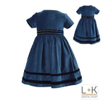 Abito Elegante in Velluto Neonata Blu Piccola Speranza PS16030 - PICCOLA SPERANZA - LuxuryKids