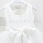 Abito Elegante Made In Italy Bianco Con Gonna In Tulle Bambina Le Chicche 65 - LE CHICCHE - LuxuryKids