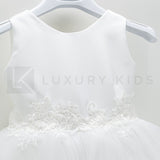 Abito Elegante Made In Italy Bianco Con Gonna In Tulle Bambina Le Chicche 65 - LE CHICCHE - LuxuryKids