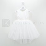 Abito Elegante Made In Italy Bianco Con Gonna In Tulle Neonata Le Chicche 65 - LE CHICCHE - LuxuryKids