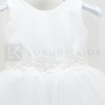 Abito Elegante Made In Italy Bianco Con Gonna In Tulle Neonata Le Chicche 65 - LE CHICCHE - LuxuryKids