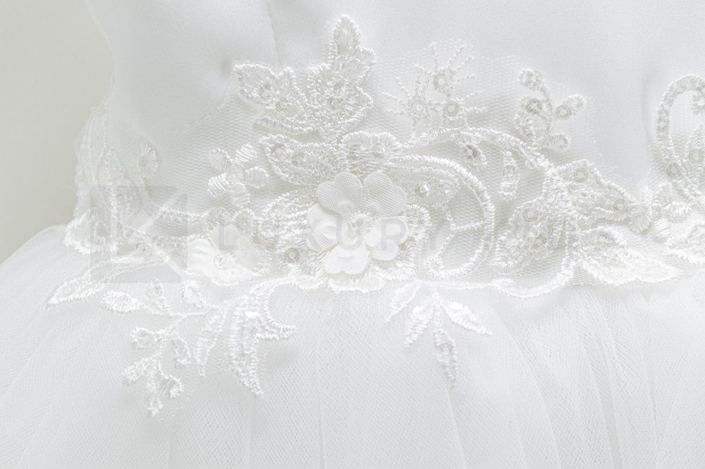 Abito Elegante Made In Italy Bianco Con Gonna In Tulle Neonata Le Chicche 65 - LE CHICCHE - LuxuryKids