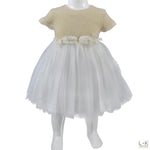 Abito Elegante Oro-Bianco Neonata Bufi 10271A - BUFI - LuxuryKids