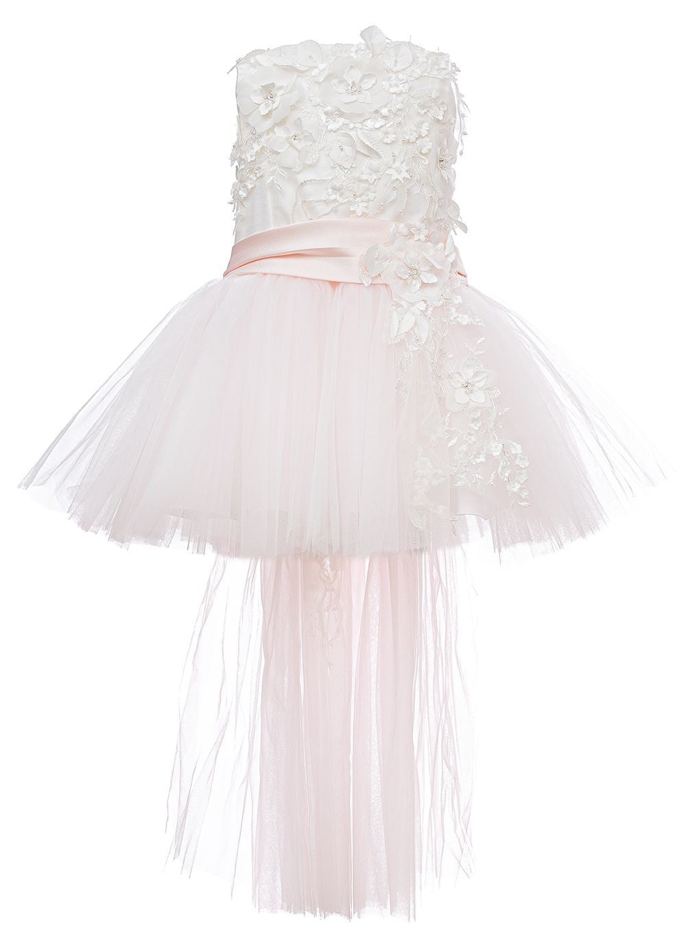 Abito Elegante Smanicato Con Corpetto Ricamato E Gonna In Tulle Neonata Le Petits Enfants ZELIA - LE PETITS ENFANTS - LuxuryKids