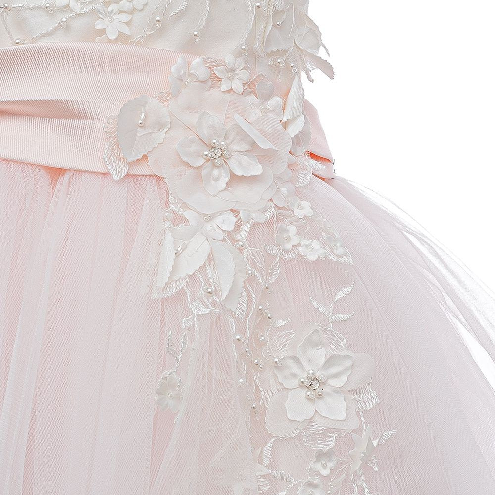 Abito Elegante Smanicato Con Corpetto Ricamato E Gonna In Tulle Neonata Le Petits Enfants ZELIA - LE PETITS ENFANTS - LuxuryKids