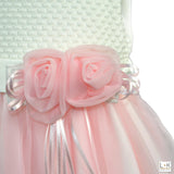Abito Elegante Tulle Panna Rosa  Battesimo Neonata Bufi B10018A - BUFI - LuxuryKids
