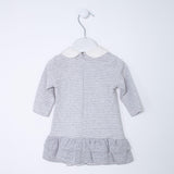 Abito in Caldo Cotone a Righe Grigio Neonata Sarabanda I1586 - NINNAOH - LuxuryKids