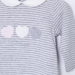 Abito in Caldo Cotone a Righe Grigio Neonata Sarabanda I1586 - NINNAOH - LuxuryKids