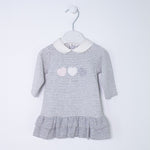 Abito in Caldo Cotone a Righe Grigio Neonata Sarabanda I1586 - NINNAOH - LuxuryKids