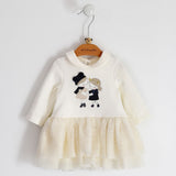 Abito In Caldo Cotone Con Gonna in Tulle Neonata MINIBANDA 1723 - MINIBANDA - LuxuryKids