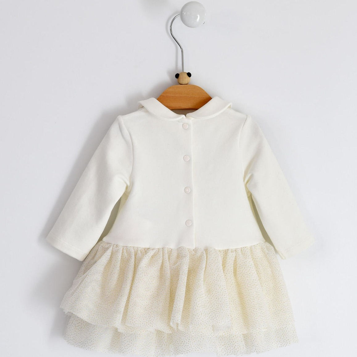 Abito In Caldo Cotone Con Gonna in Tulle Neonata MINIBANDA 1723 - MINIBANDA - LuxuryKids