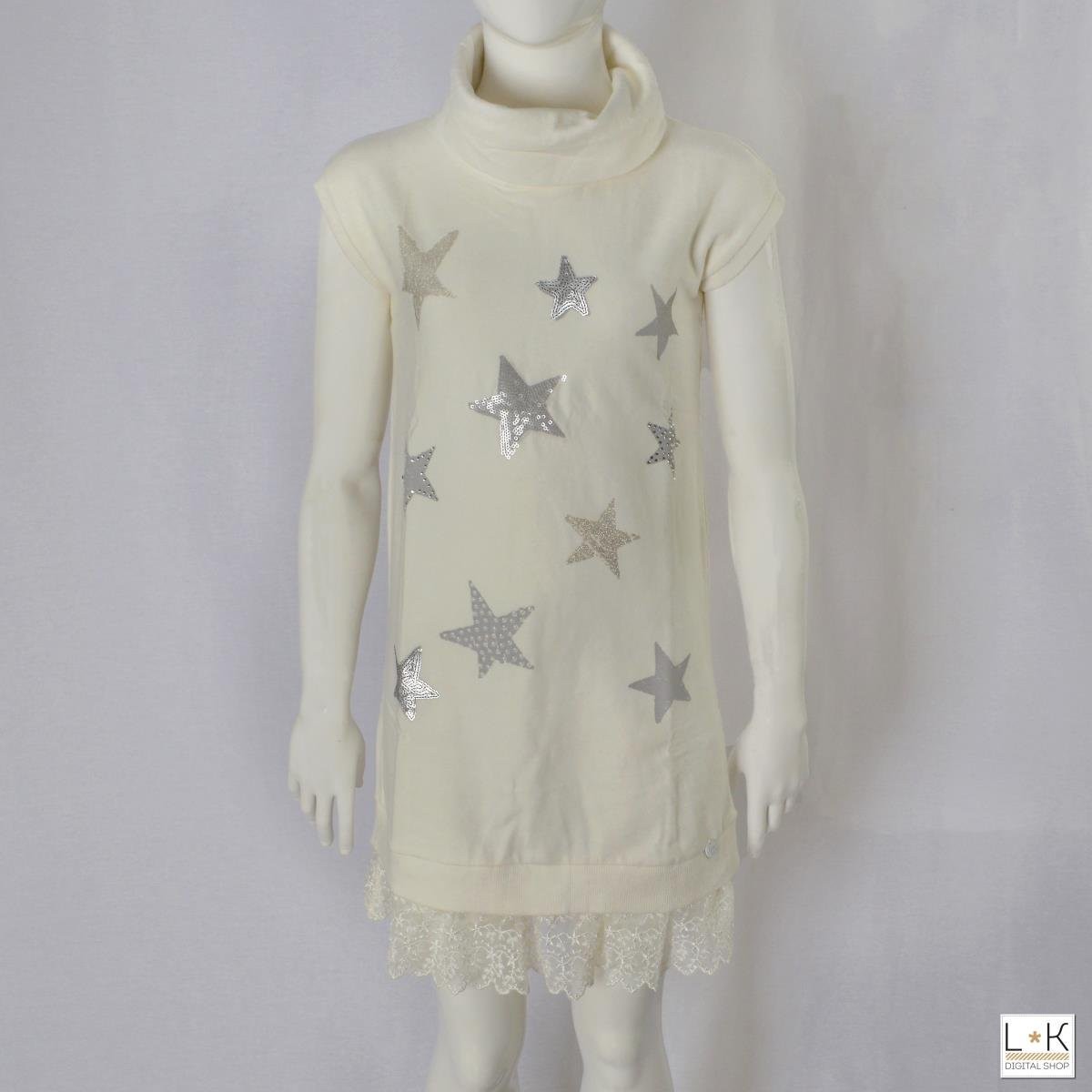 Abito In Caldo Cotone Felpato Bianco Bambina Take Two A00397 - TAKE TWO - LuxuryKids