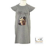 Abito in Caldo Cotone Grigio con Stampa Bambina One Love 293E205 - ONE LOVE - LuxuryKids