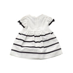 Abito in Cotone a Righe a Bambolina Elegante Neonata Bianco Moschino MDVB49 - MOSCHINO - LuxuryKids