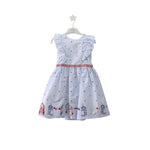 Abito In cotone A righe scollo sul Retro Celeste Bambina 416 Dr.kids - DR.KID - LuxuryKids