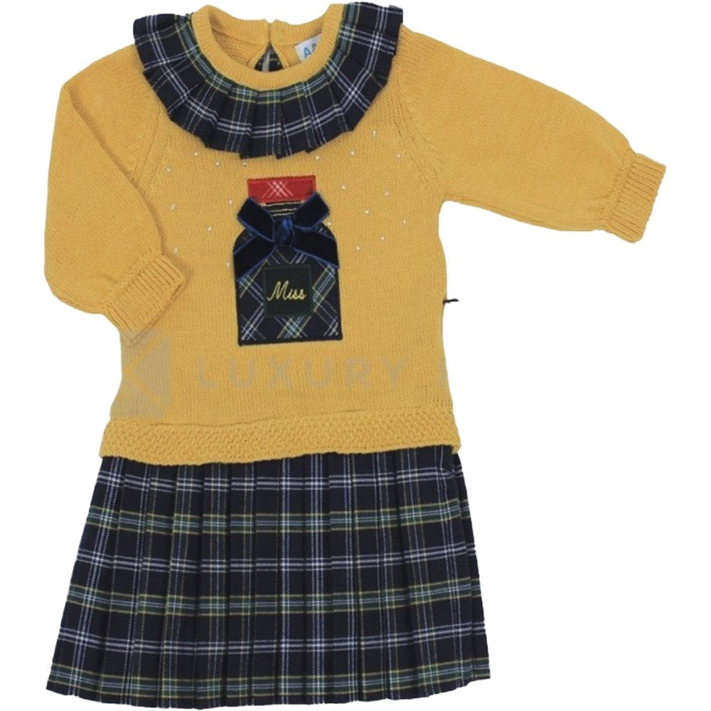 Abito in maglia con gonna Scozzese Bambina A&J 532 - A&J - LuxuryKids
