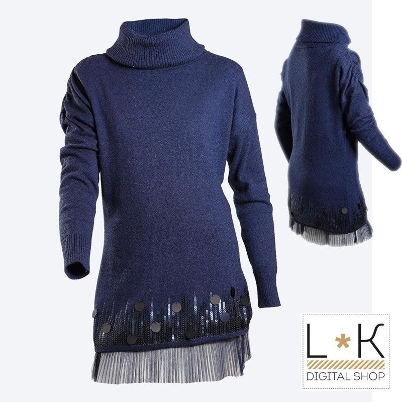 Abito In Misto Lana Blu Bambina Fun&Fun FUNJDR3273 - FUN&FUN - LuxuryKids