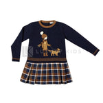 Abito In Misto Lana Blu Con Finto Gonnellino A Quadroni Bambina Dr Kid 402 - DR.KID - LuxuryKids