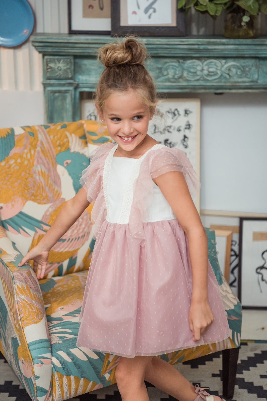 Abito Smanicato In Tulle Elegante Neonata YOEDU 0502 - YOEDU - Luxury Kids