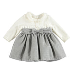 Abito in punto milano lurex con fiocco in Caldo Cotone Neonata Panna-Grigio Minibanda V755 - MINIBANDA - LuxuryKids