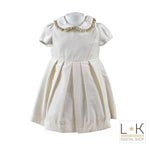 Abito in Velluto Neonata Panna-Oro Moschino MDVB80 - MOSCHINO - LuxuryKids