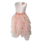 Abito Lungo Bambina Cerimonia Comunione Elegante Fiori Rosa Lesy 710 - LESY - LuxuryKids