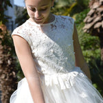 Abito Lungo Bambina Cerimonia Comunione Elegante Principesco Bianco Lesy 028316 - LESY - LuxuryKids
