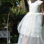 Abito Lungo Bambina Cerimonia Comunione Elegante Principesco Bianco Lesy 028316 - LESY - LuxuryKids
