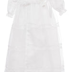 Abito Lungo Da Cerimonia Battesimo in Raso e Tulle Bianco Neonata Les Petites Enfants DAMIANA - LE PETITS ENFANTS - LuxuryKids