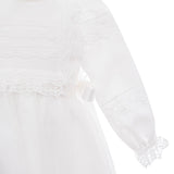 Abito Lungo Da Cerimonia Battesimo in Raso e Tulle Bianco Neonata Les Petites Enfants DAMIANA - LE PETITS ENFANTS - LuxuryKids