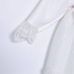 Abito Manica Lunga Elegante Raso Battesimo Panna 5642 Ponto Per Ponto - PONTO POR PONTO - LuxuryKids