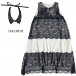 Abito Morbido In Pizzo Elegante Chic blu -bianco Bambina Sarabanda W469 - SARABANDA - LuxuryKids